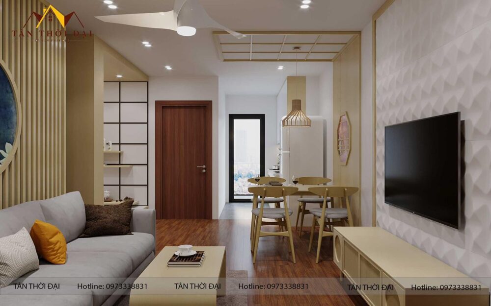 Nội thất Tân Thời Đại - Thiết kế thi công nội thất phòng khách chung cư hiện đại tại Bắc Giang