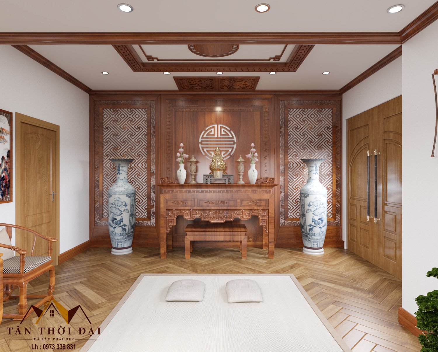 Thi công nội thất phòng thờ biệt thự tại Bắc Giang